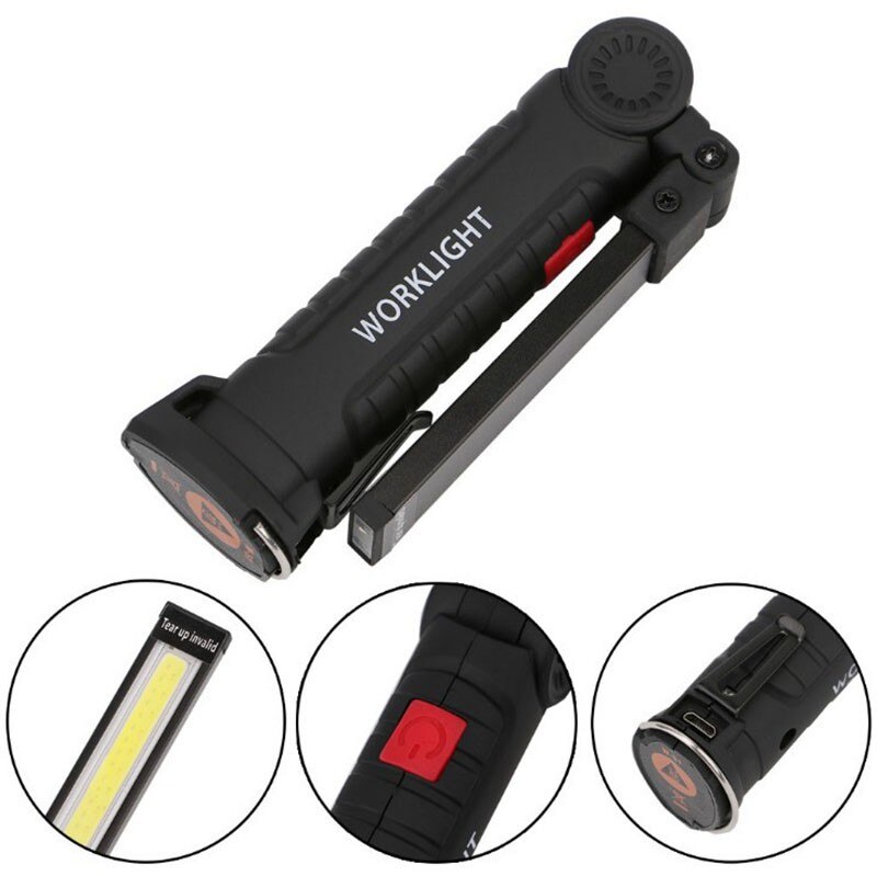 COB Hand Held Work Lamp Portable 5 Mode COB USB Rechargeable LED Work Light Folding Multifunctional Portable Emergency Lamp