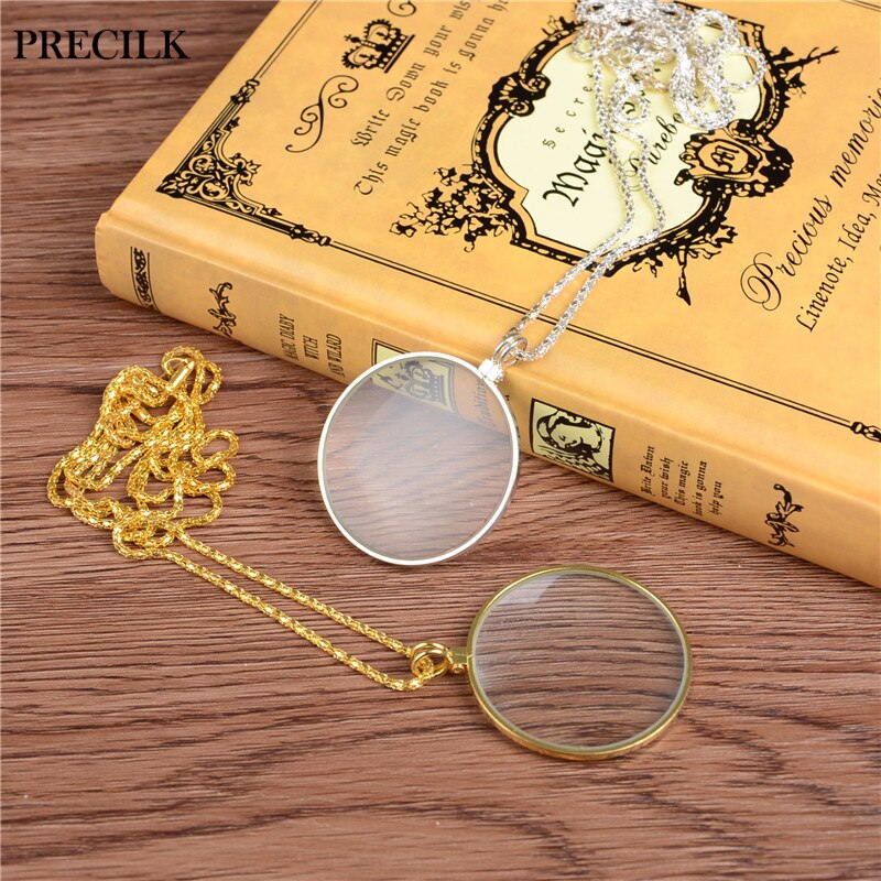 5X Magnification Portable Metal Hanging Chain Necklace Magnifiers Loupe Mirror Magnifying Glasses Reading Phone Screen Book