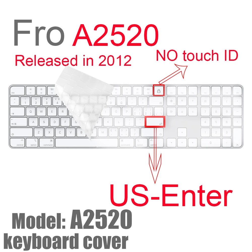Für Magic Keyboard Silikon transparente Tastatur Schutzhülle für Apple IMac Tastatur 1843 A1644 A2520 A1314 A2449 wasserdicht: YELLOW