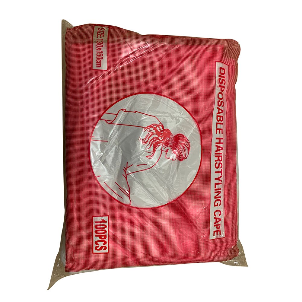 Disposable Cloth Shawl Transparent Waterproof PE Cloak Hair Dyeing Hair Cut Barber Shop Perm Dyeing Tool: 100 pcs