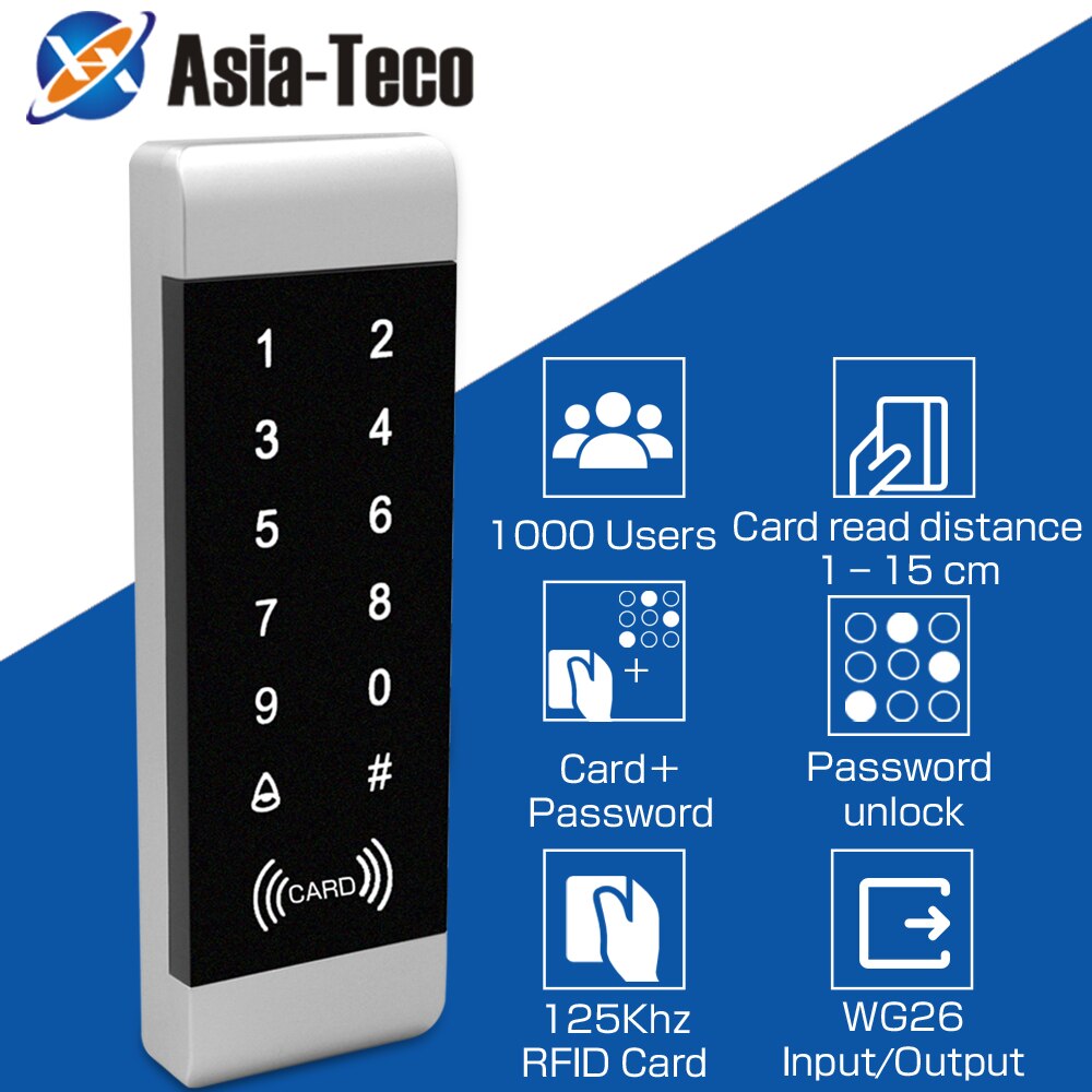 Standalone Access Control 125khz RFID Access Controler Narrow Size Smart Lock Door Frame Backlight Touch Keypad Door Lock Opene