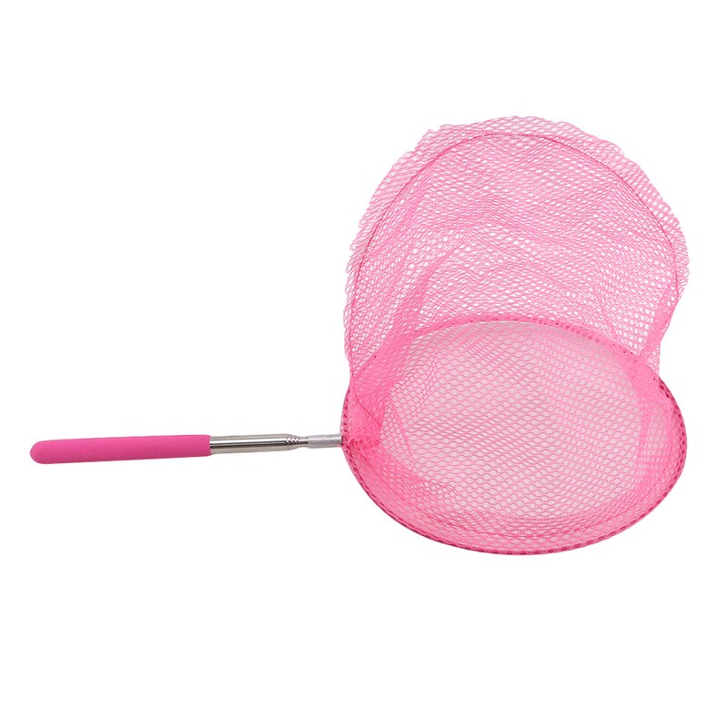 Children Fishing Net Rainbow Beach Retractable Kids Outdoor Toy Butterfly Net Insect Catching Small Fish Net: Pink