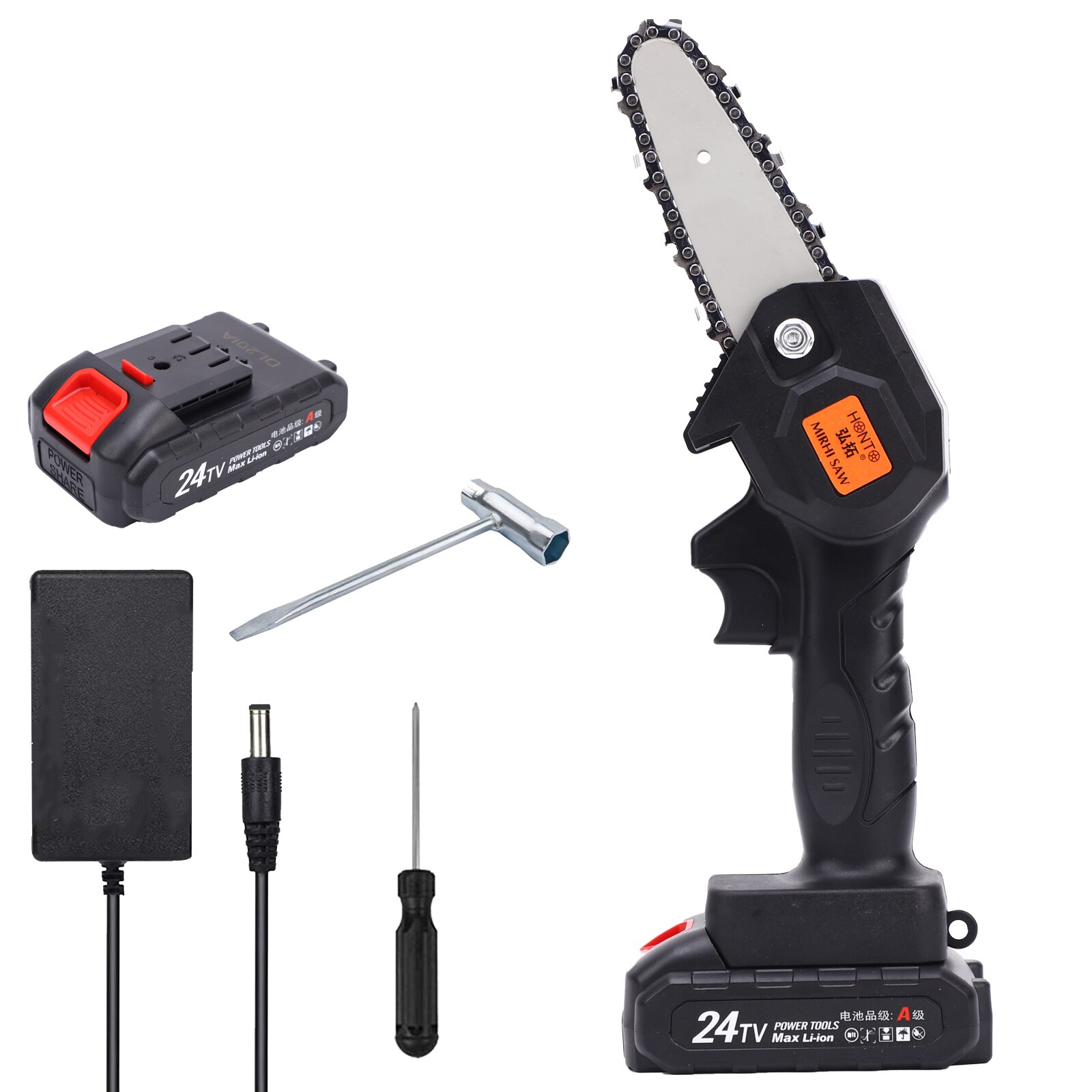 21V Mini Chainsaw Cordless Pruning Saw Electric Saw Lightweight Pruning Shears Chainsaw for Garden Tree Branch Logging Cutting: 1 PC Battery / us