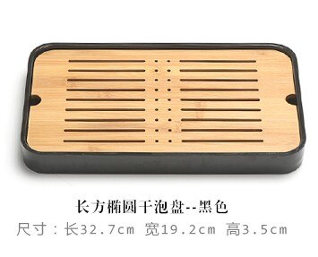 Melamine + Bamboo Tea Tray Water Storage Tray Modern Tea Set Tea Table Zen Tray Rectangular Traditional Bamboo Board Chinese Te: 5