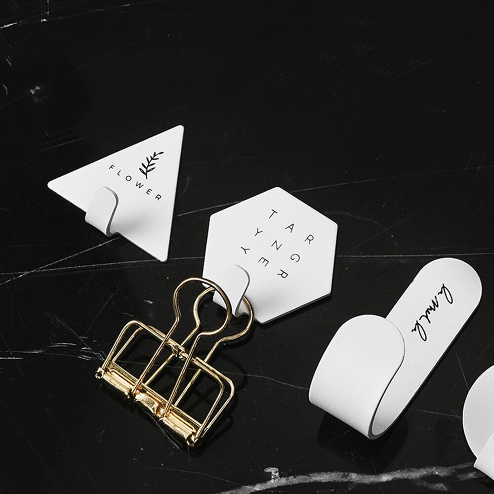 4pcs Simple Geometric Elements Key Hook Wall Coat Hanger Letter Rack Key Holder Self-adhesive Stand For Home Decoration
