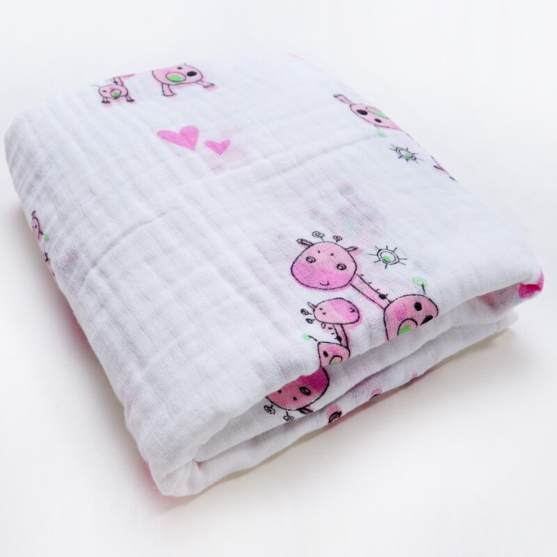 Klaring! Mousseline Inbakeren Baby Deken Zachte Katoenen Baby Wrap Sjaal Multiuse Baby Badhanddoek Luier Beddengoed Accessoires: giraffe
