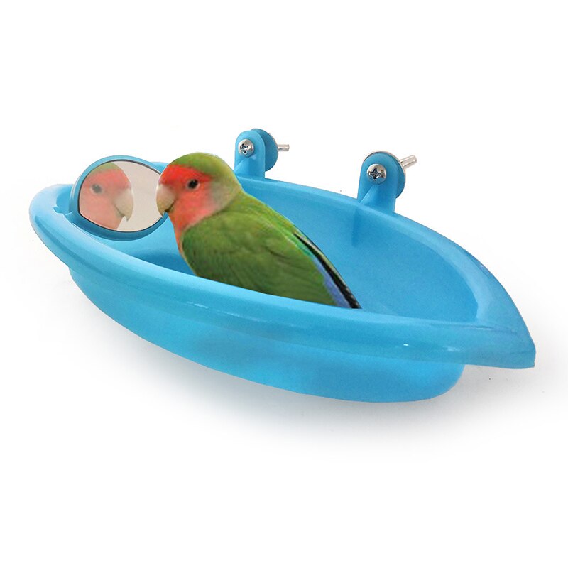 1pc fugle håndvask med spejl plast fugle vandbad kasse papegøje bruser leverer bad bruseboks til lovebird fugle papegøjer