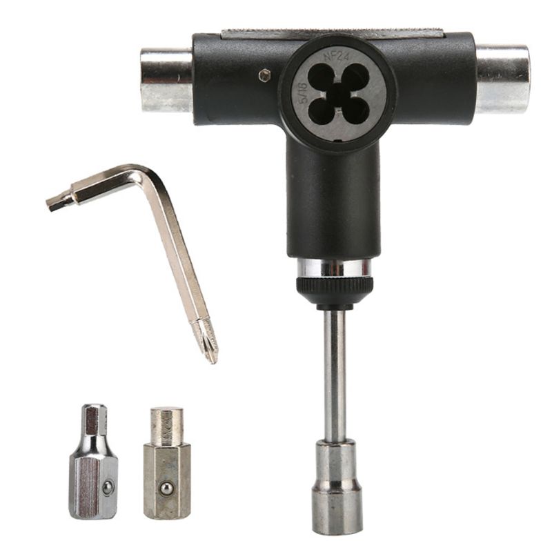 Skateboard Tool Roller Skate Scooter Adjusting T-Wrench Long board Fish Board Repair Tools L-type Head Spanner Screwdriver: black