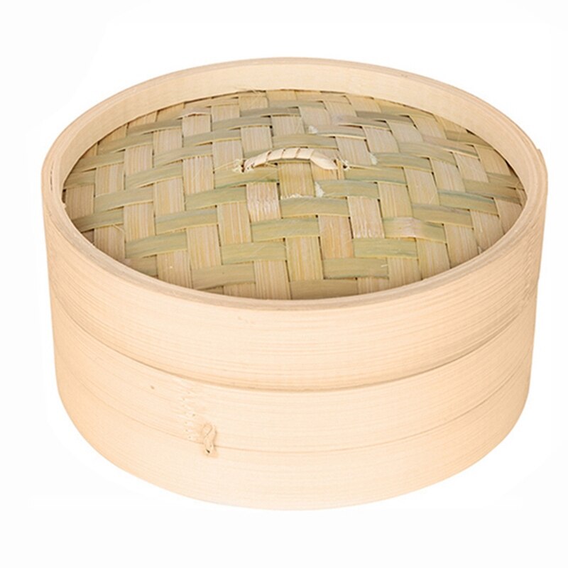 Eleg-et bur og et låg madlavning bambus damper fisk ris grøntsags snack kurv sæt køkken madlavningsværktøj: 15 x 8.5cm