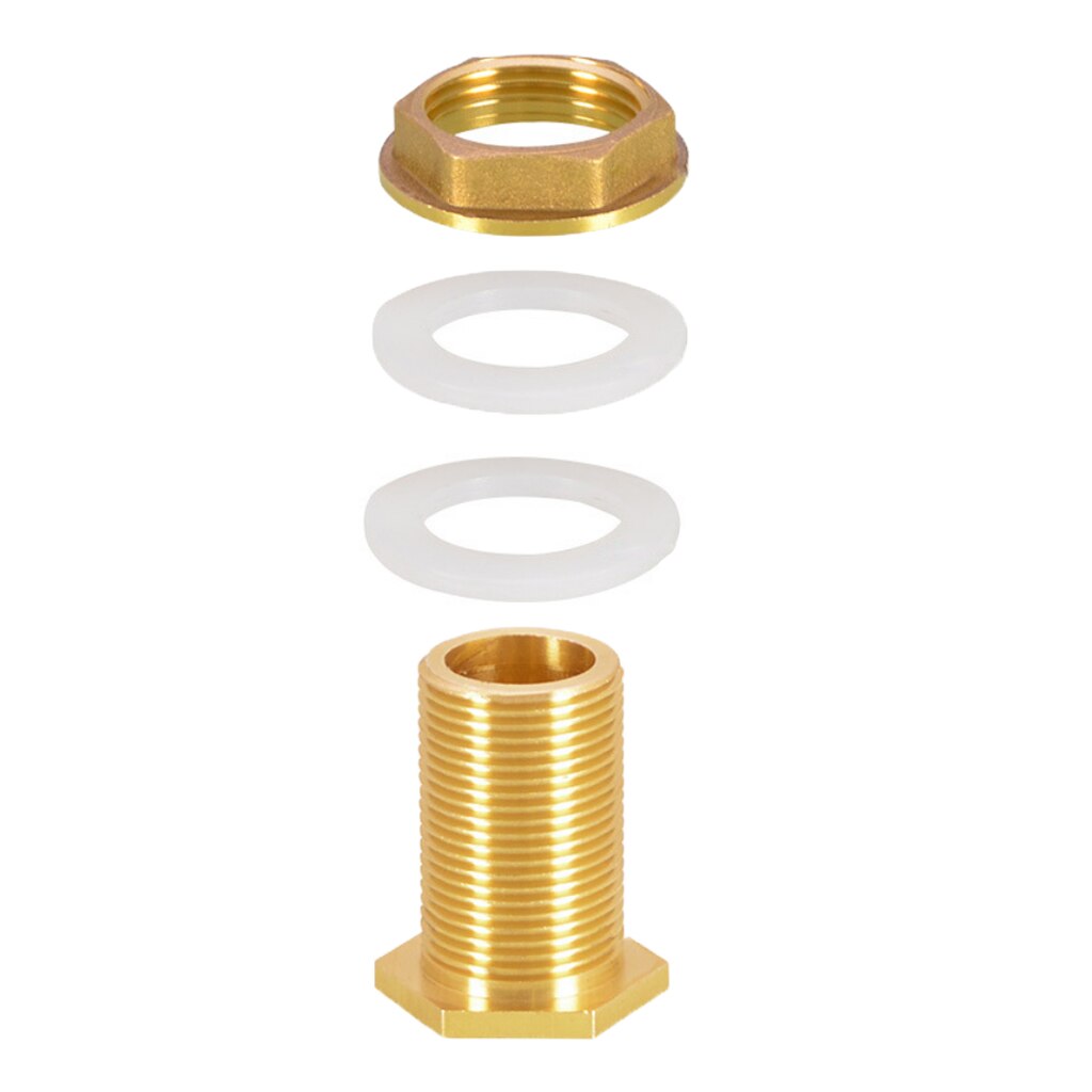 Soild Brass Water Tank Connector Theaded Bulkhead Fitting with 2 Rubber