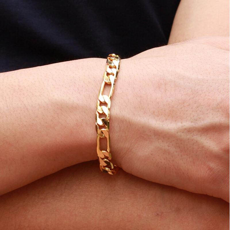 Handgelenk klobig männer Armbänder Gold-Tonne Hand Kette Bordstein Verknüpfung Schmuck Für Herren Pulseiras masculinas