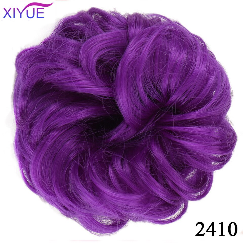 XIYUEMessy Scrunchies Donut Bun Synthetic Hair Chignon Straight Elastic Band Hair Extensions Heat Resistant Hairpieces For Women: #99J