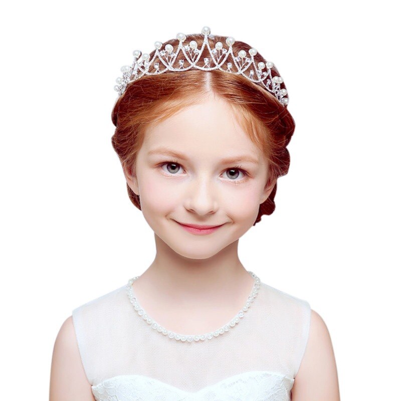 Children\'s Crown Headdress Princess Girls Crown Headband Cute Crown Crystal Flower Wedding Party Accessories Photography Props: C