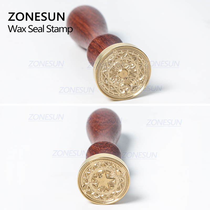ZONESUN Badge Totem sello con mango de madera para embalaje sobres de cartas paquetes invitaciones de boda