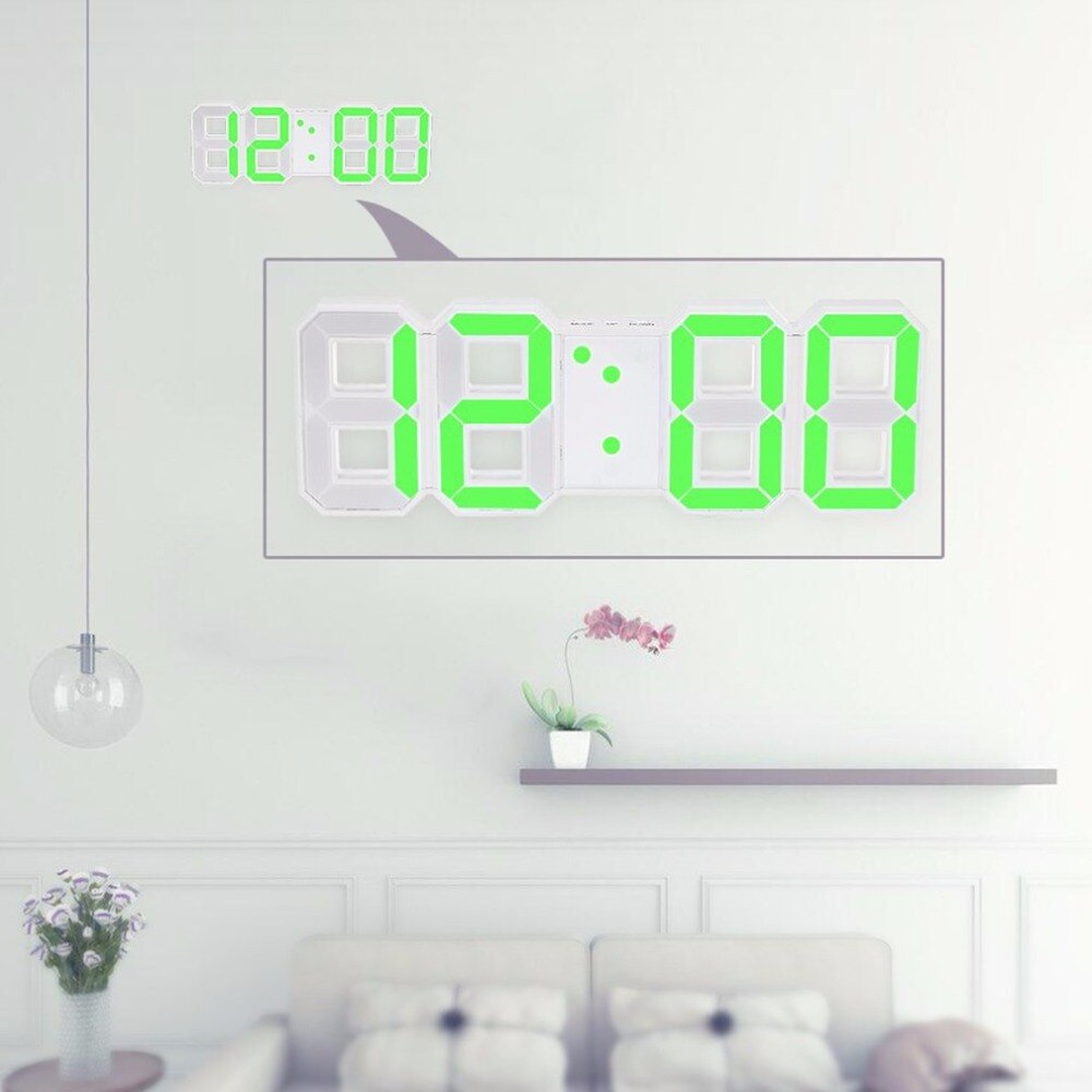Moderne stor størrelse digital ledet vægur ur unikt vintage hjem dekoration timer ur alarm ure
