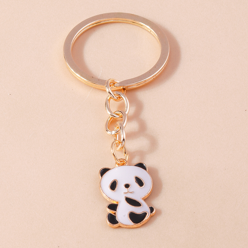 Mooie Email Panda Sleutelhanger Dier Sleutelhanger Voor Mannen Vrouwen Sleutelhanger Handtas Hangers Charme Diy Kid 'S Sieraden: GRIJS