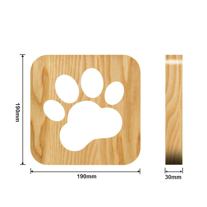 LED USB Night Light Wooden Dog Paw Cat Wolf Head Animal Lamp Novelty Kid Bedroom 3D Decoration Table Lights Child