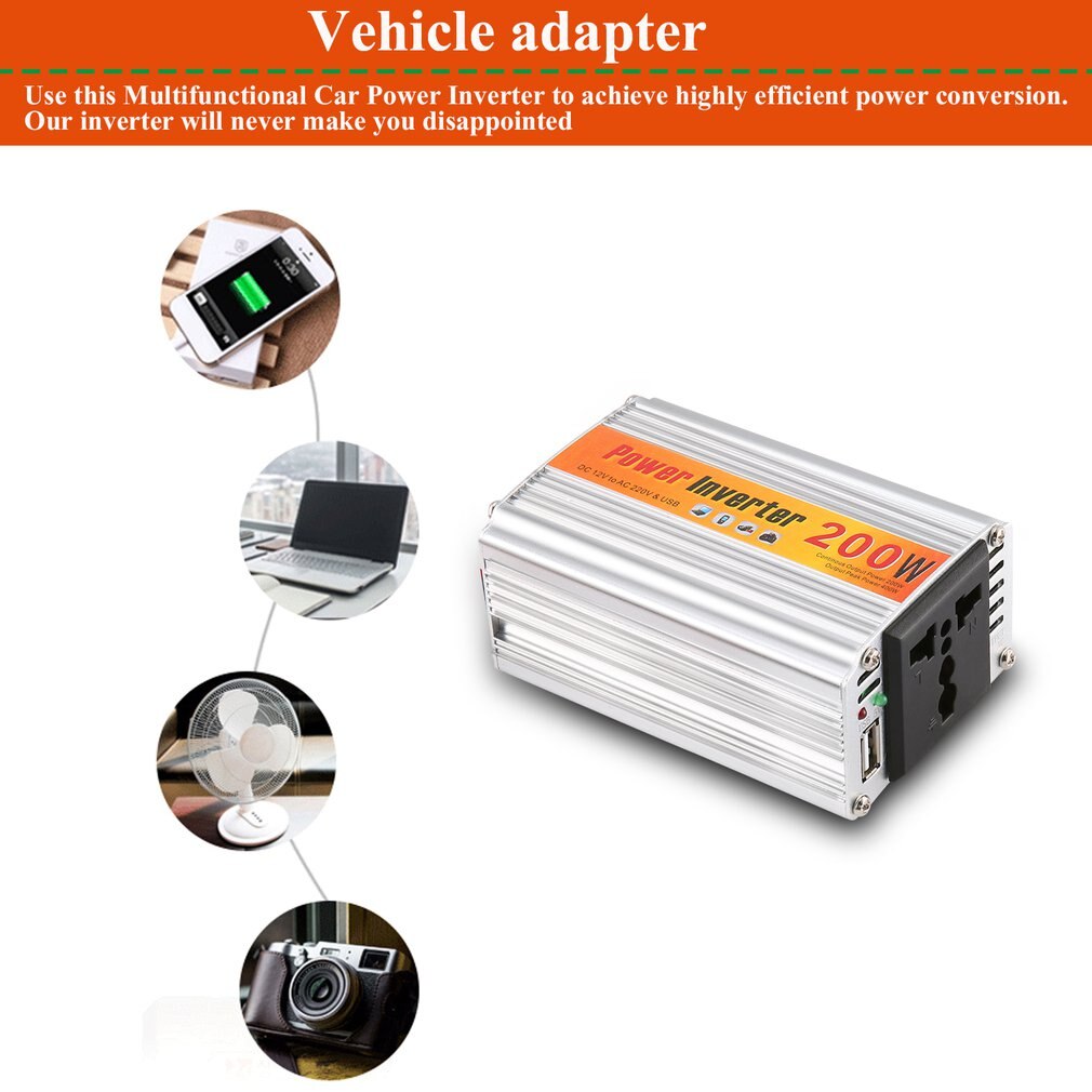 Auto-omvormer 12v 220v met usb-auto-stroomomvormer 12v dc naar  ac 220v adapter auto-adapter 200w autostyling