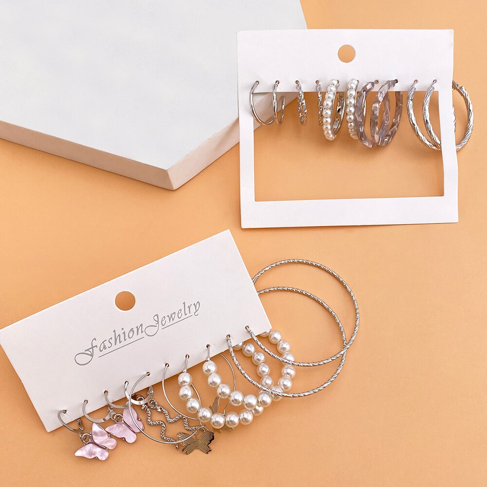 IFMIA Trendy srebrne kolorowe motyle Hoop zestaw kolczyków dla kobiet dziewczynki geometryczny nieregularny Metal żywica akrylowe kolczyki biżuteria