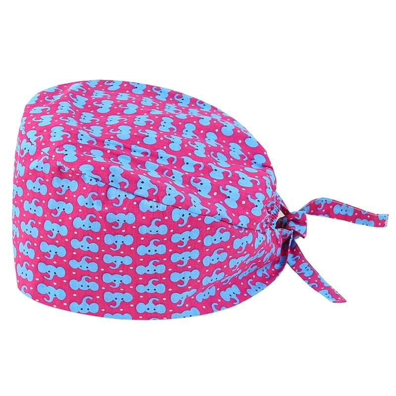 Printing Hat Breathable Beauty Salon Cap Unisex Laboratory Work Hat Adjustable Tieback Work Cap