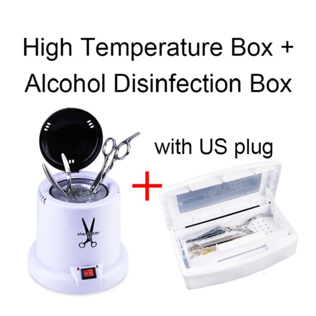 Pro stérilisateur à ongles plateau boîte stérilisant propre Nail Art Salon manucure nettoyant outil pour manucure outils alcool désinfection boîte: box and cop set1