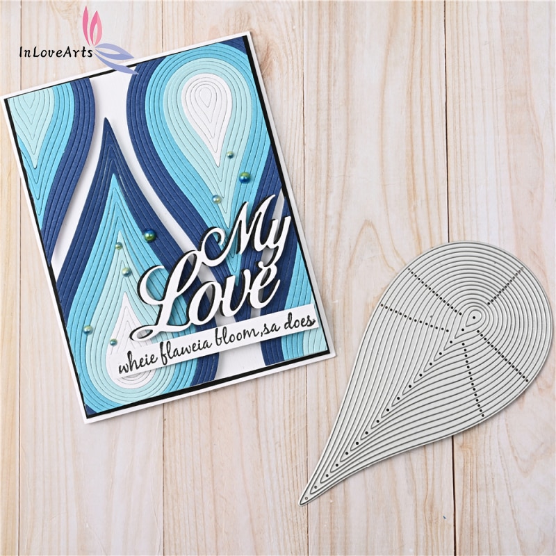 InLoveArts Water Shape Metal Cutting Dies Scrapbooking Decorative Embossing Card Crafts Stencil DIY Waterdrop Frame Die Cut