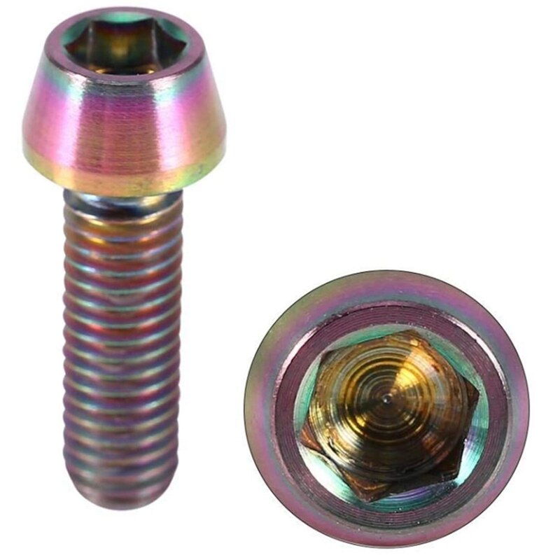 Bike Stem Bolts, MTB Road Mountain Bike Bicycle Stem Bolt Screw Titanium Anodized M5 Bottle Cage Bolts Rainbow