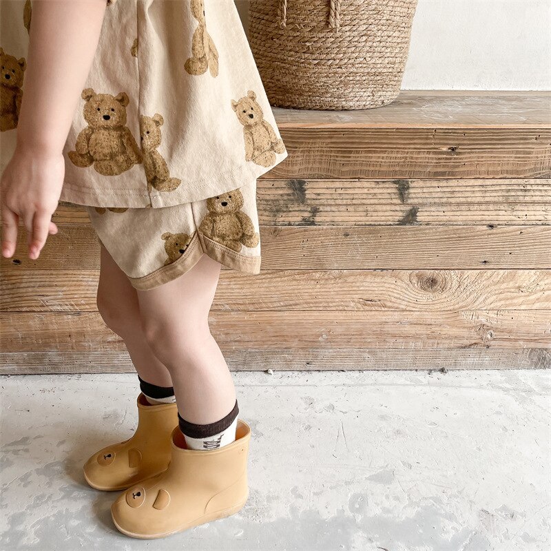 MILANCEL 2022 Summer Kids Clothing Set Bear Print Boys Suit Vintage Tee and Shorts Set di abbigliamento per ragazze 2 pezzi