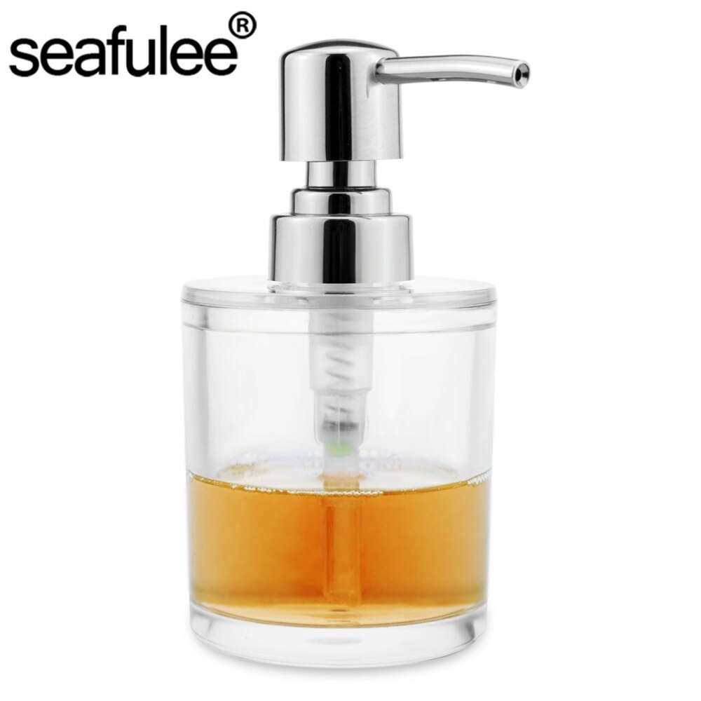 Acrylic Lotion Liquid Soap Dispenser Dishwashing Pump Bottle Kitchen Bathroom Countertops 8.8 OZ (Clear)