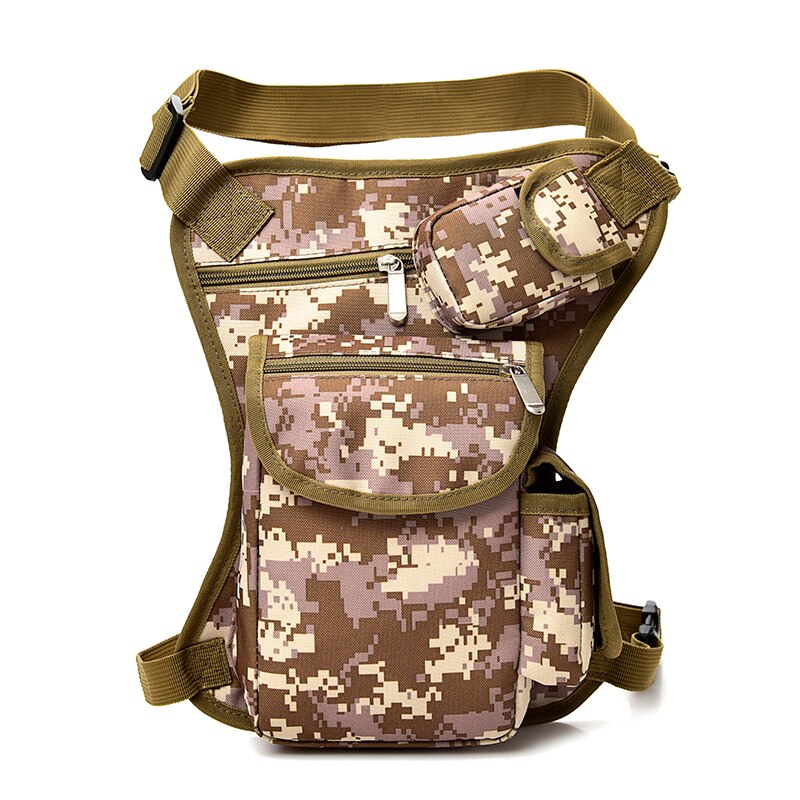 Mannen Reizen Rijden Motorfiets Zak Draagbare Taille Messenger Bag Casual Canvas Dij Been Multi-Pouch: camouflage A