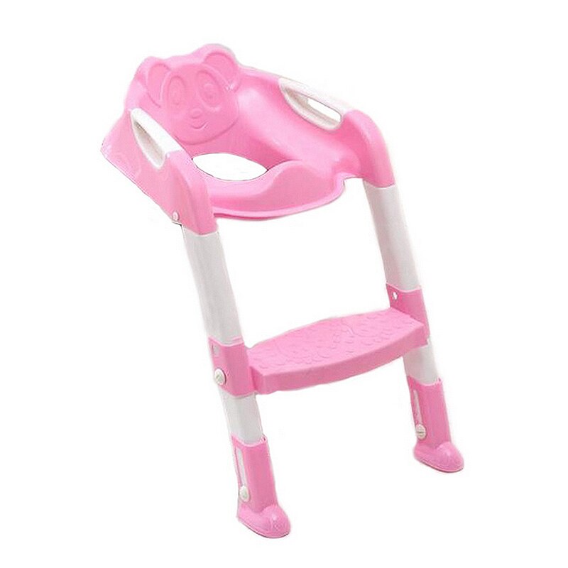Multifunktionelt skridsikkert fortykkende børnefoldelig baby potte spædbørn børne toilet træningssæde med justerbar stige: Lyserød