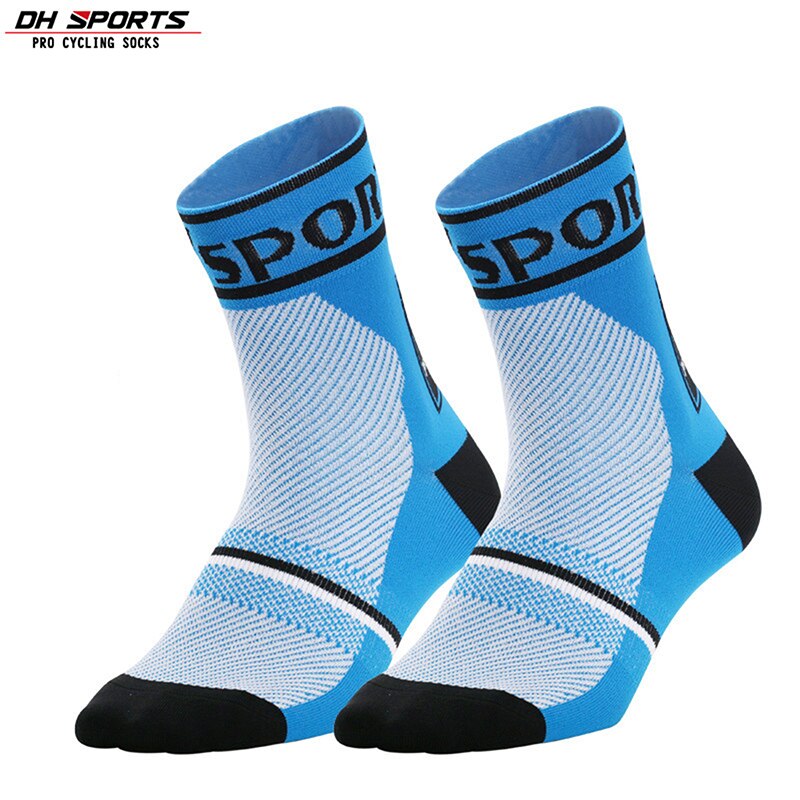 Cycling Socks Compression Team Bike Outdoor Hiking Basketball Running Breathable Stocking Unisex: blue / 39-45