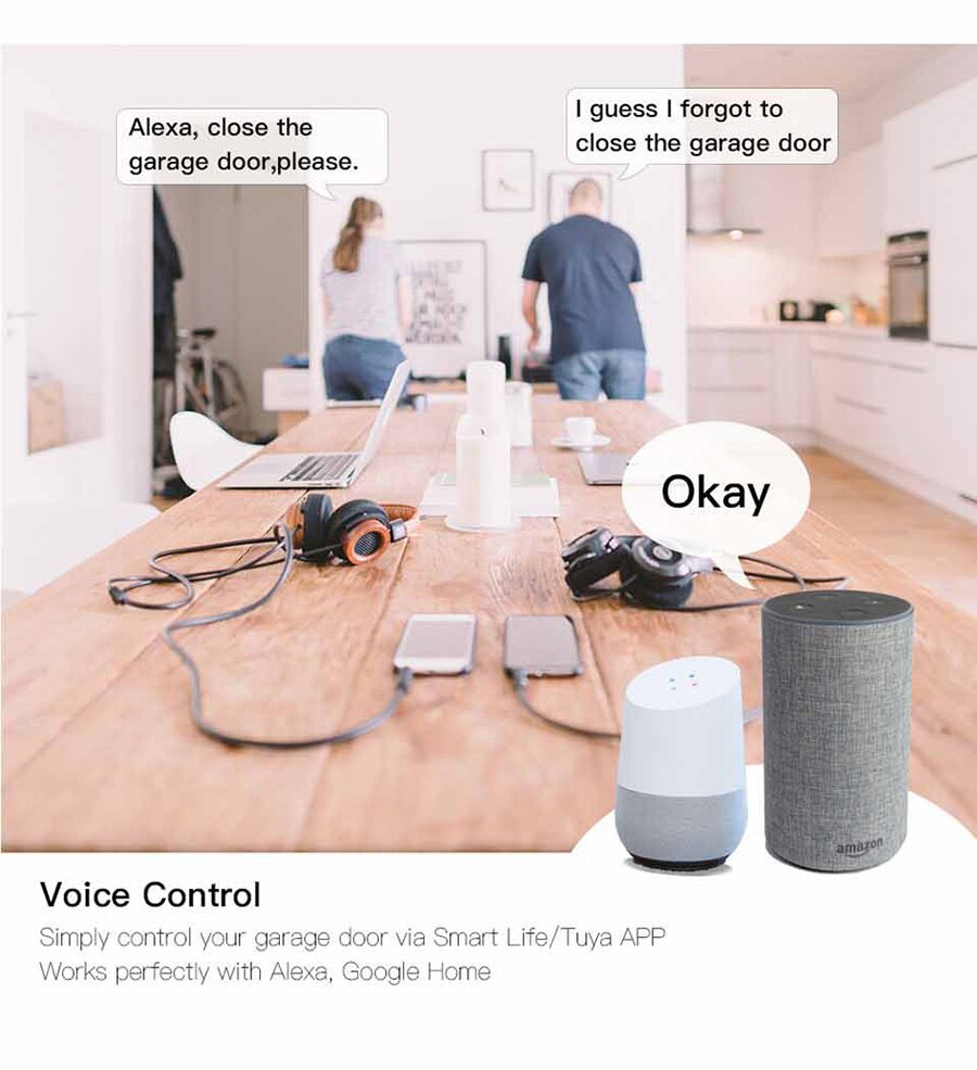 Smartyiba tuya app wifi fjernadgang til garagedør med alexa google home smart life stemmestyringskontakt controller døråbner