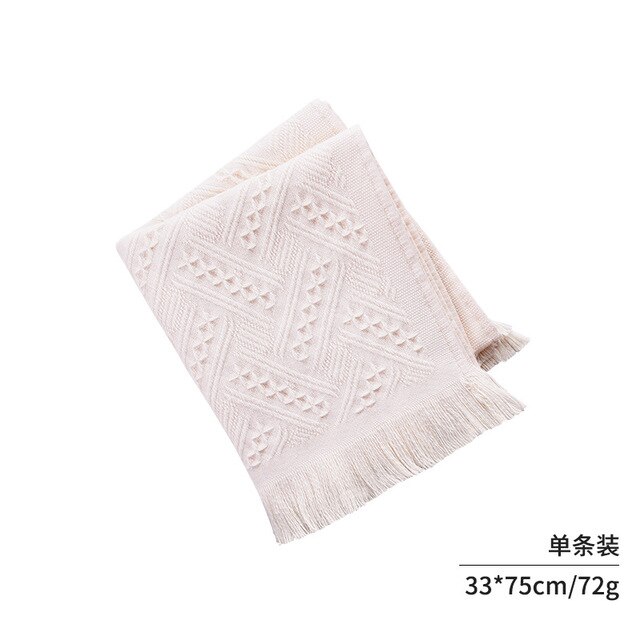 33x75cm off white/grey/pink/grey color cotton jacquard face towel fringe towels wedding household towels adult: off white