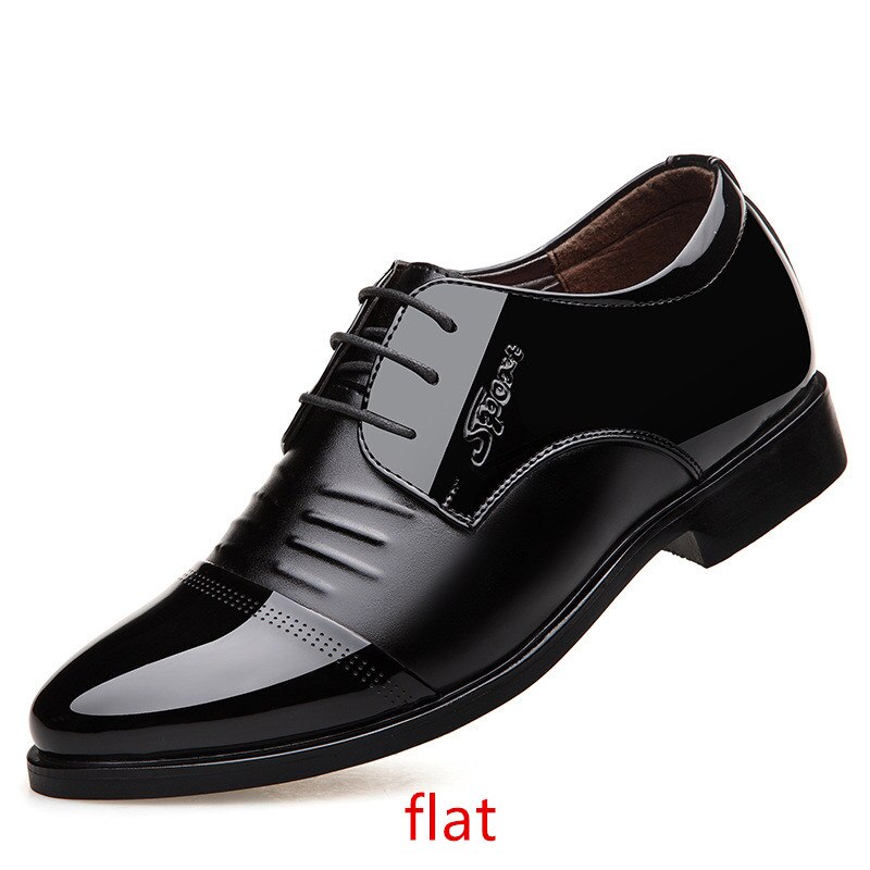 6cm högklackade skor för män läder klänning skor oxfords snörning svarta herr officiella skor män klassiska lägenheter sapatos sociais: 1 / 8.5