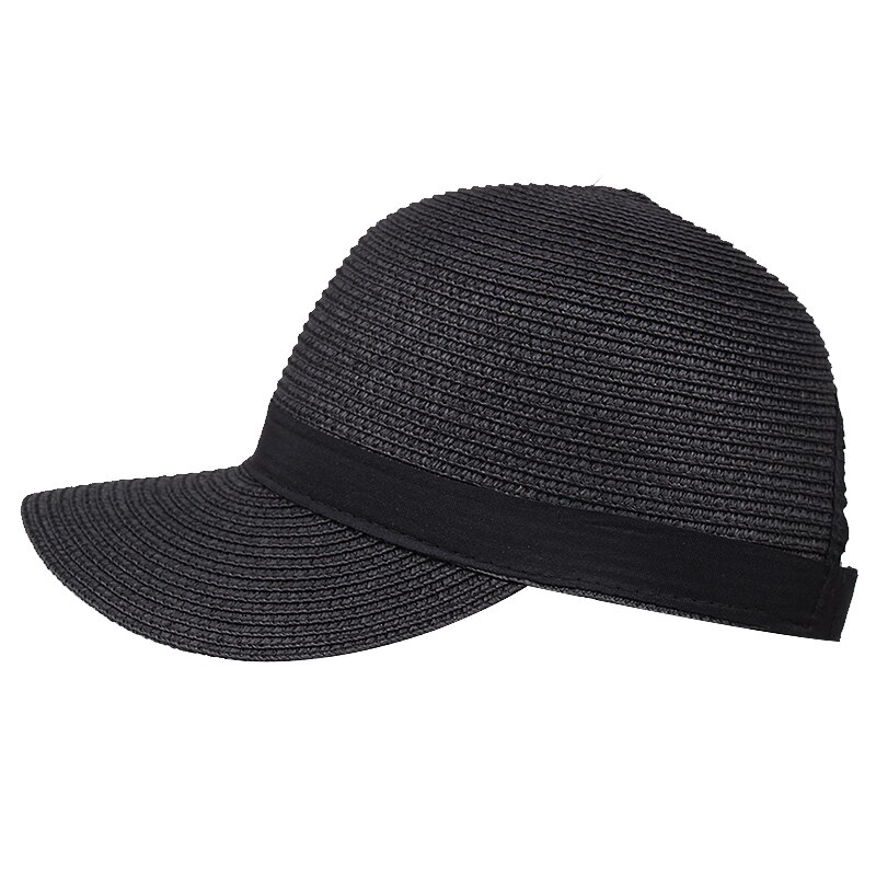 Sombrero de playa sencillo para mujer, sombrero de paja panamá, sombrero de paja con lazo, sombrero con forma de cubo para mujer