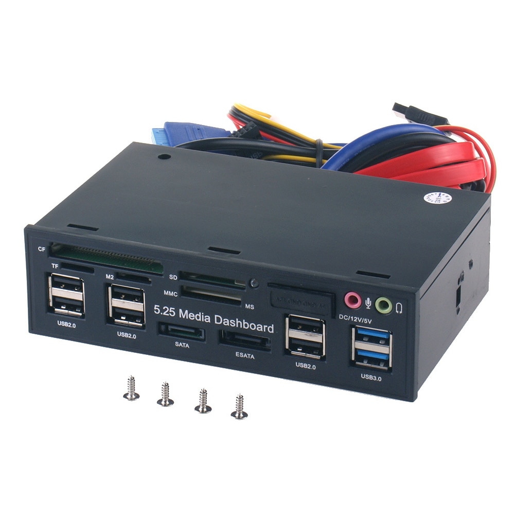 5.25 tommer tilbehør esata computer pc medie dashboard intern kortlæser frontpanel hub optisk drev multifunktion usb 3.0