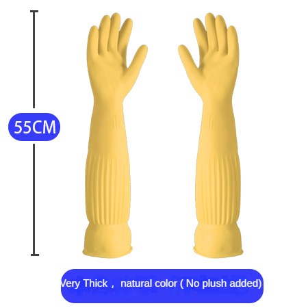 Guantes para lavar platos de látex de 45cm de largo con tendones de vaca engrosados y guantes de goma extendidos, pegamento para limpieza de ropa de 38cm de largo para invierno: Grey / L