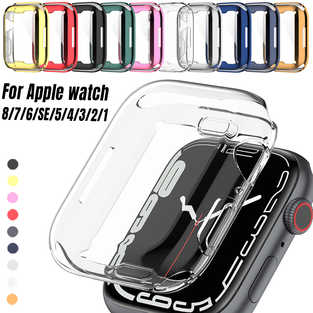 Zachte beschermhoes voor Apple Watch Series 8/7 45 mm 41 mm Transparante, volledig bedekte 3 2 1 38 mm 42 mm Screen Protector Cover voor iWatch 6 SE 5 4 44 mm 40 mm