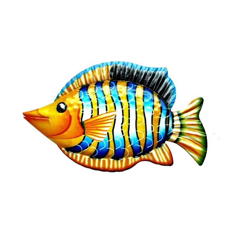 Metal Fish Hanging Wall Decor Art Bathroom Bedroom Sculpture Ornament for Garden Pool Patio Decoration K0AB: Orange