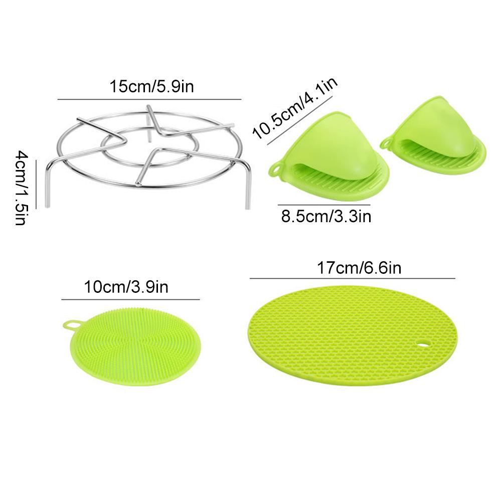 304 Stainless Steel Steamer Drawer Instant Pot Accessories With Lid And Handle Silicone Insulated Gloves And Insulated Mat