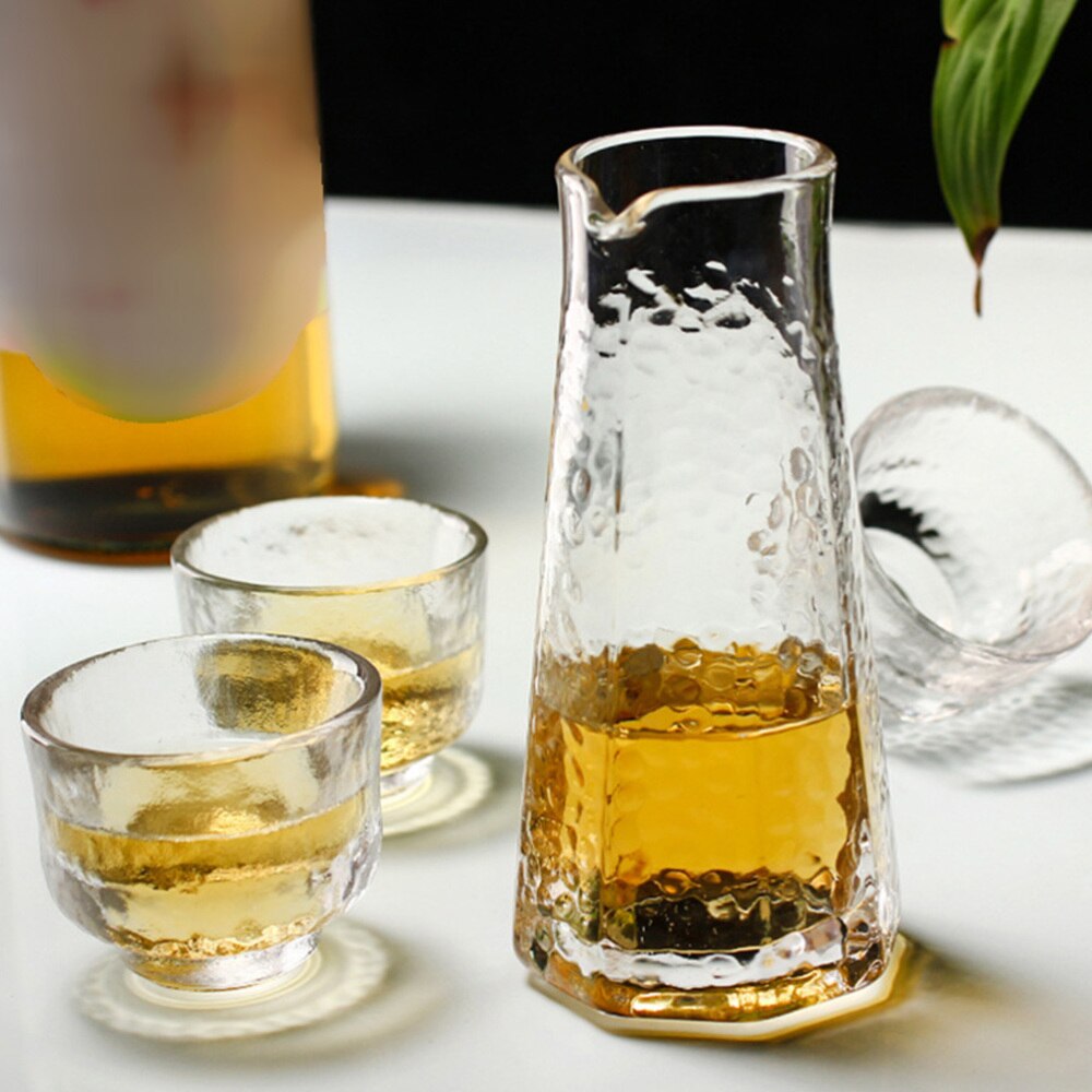1 Set 4Pcs Glass Sake Cups Japanese Style Sake Set Sake Pot (Transparent)