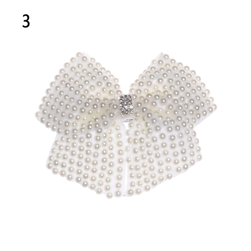 Pince à cheveux perle blanche pour filles | 1 pièce, avec couches de Boutique en strass, nœuds centraux, épingles à cheveux, accessoires pour cheveux: 3