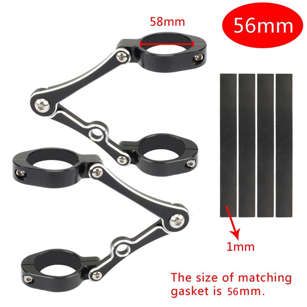 Support de phare de moto 55mm-58mm fourche Tube pinces support CNC pour Harley Honda Chopper Bobber café Racer universel: black cut 56mm