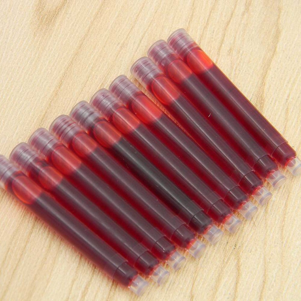 Tinta de pluma estilográfica, recambio estándar rojo, azul o negro de 2,6 MM, papelería de , suministros escolares de oficina y escritura, 10 Uds.: 10 RED