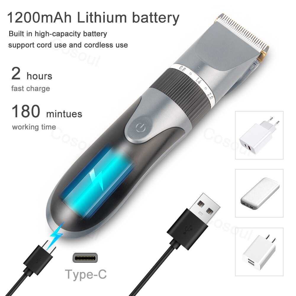 Professionele Tondeuse Elektrische Kapper Haar Trimmers Voor Mannen Volwassenen Kinderen Draadloze Oplaadbare Haarsnijder Machine Haar Trim