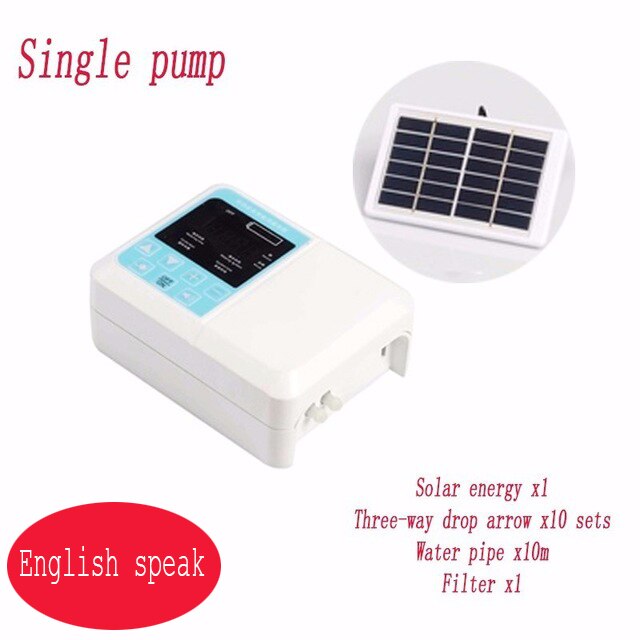 Garden Drip Irrigation Watering System 1/2 Pump Controller Timer System Solar Intelligent Automatic Watering Device for Plants: Single pump 10M tube