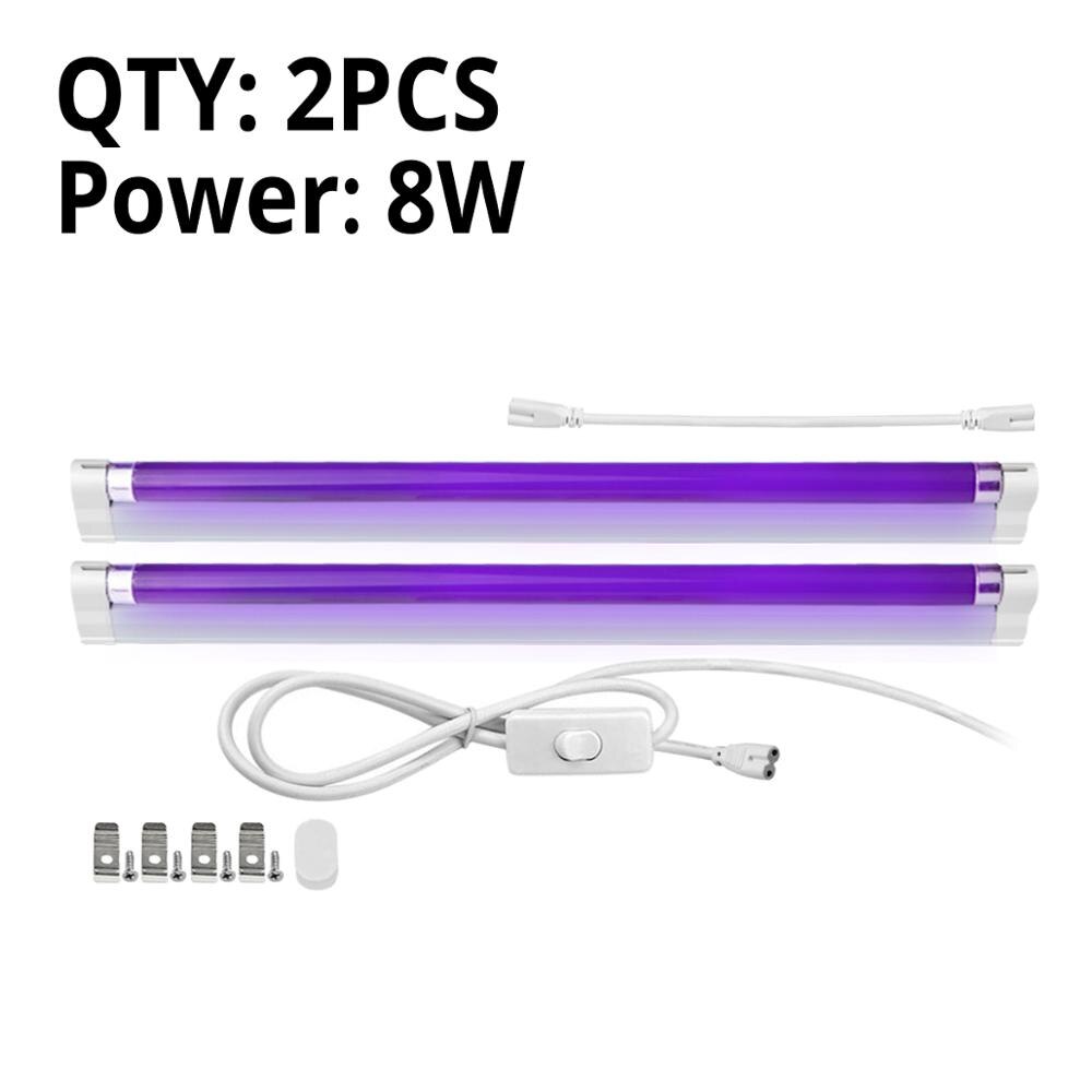 6W8W Blacklight Buis T5 Ultraviolet Lamp Uva 365nm Blauw Uv Licht Bar Lamp 110V 220V Tl Cfl Violet lamp Detectie Podium: 2Pcs 8W With Plug / 220V EU