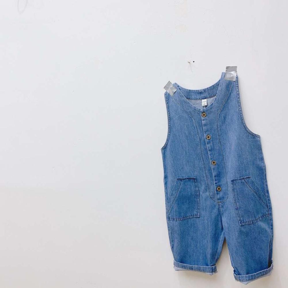 Lente Koreaanse Kinderkleding Kinderen Gewassen Comfortabele Denim Jumpsuit Mannen En Vrouwen Baby Broek Jumpsuit: 100