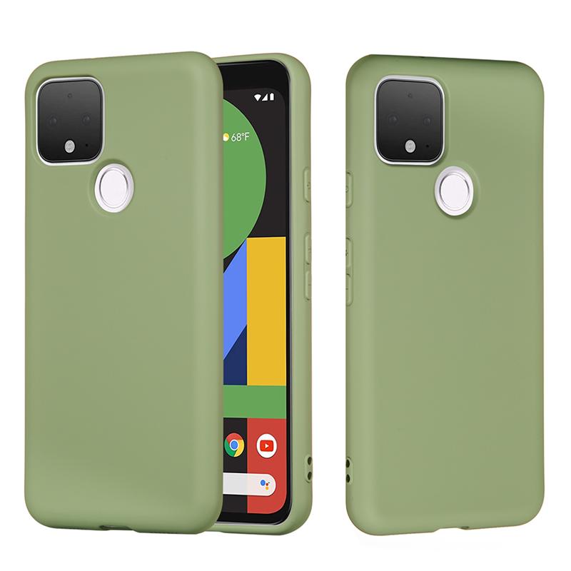 Vloeibare Siliconen Telefoon Shell Met Lanyard Compatibel Voor Google Pixel 4a 5G Pixel 5: for Pixel 4a 5G / Licht Groen